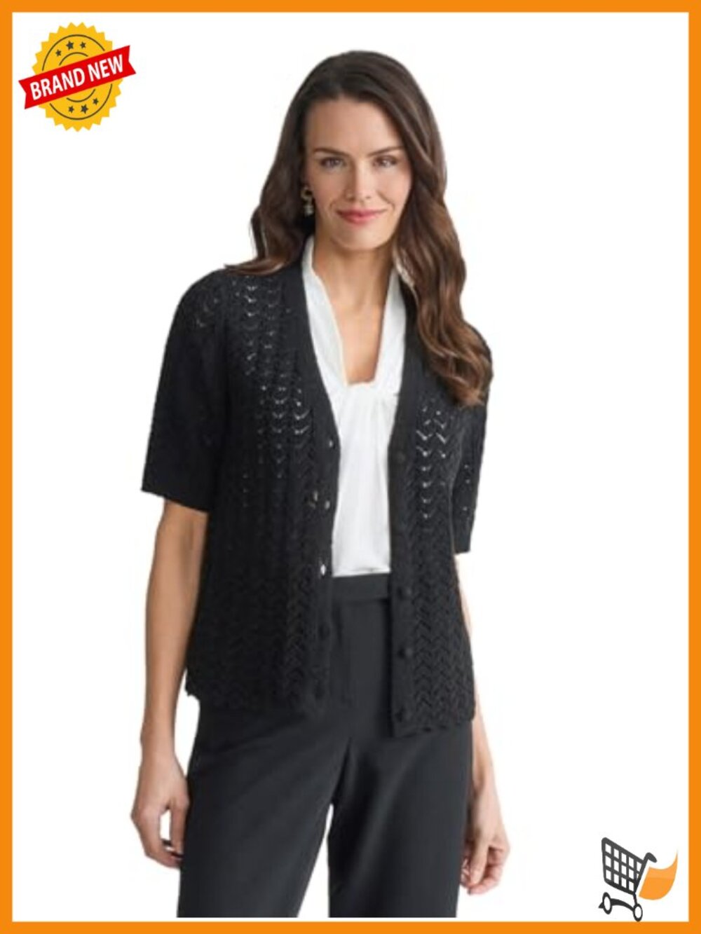 Texture Stitch Button Front Cardigan Cotton Blend Women's Sweater